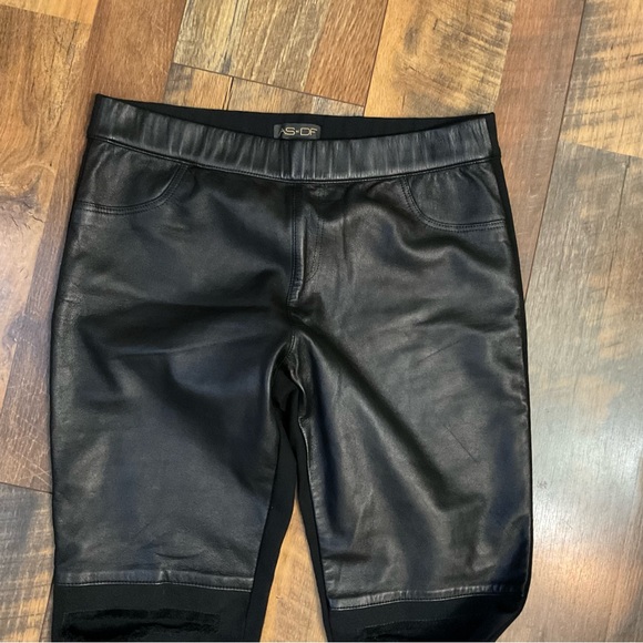 AS by DF Black Moto Leather Front Ripped Knees Leggings M - Picture 5 of 7